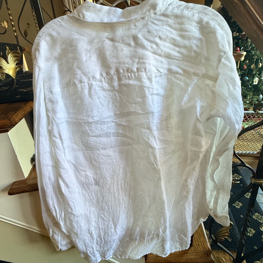 Jjill Love Linen White Button Front Tunic. Long Sleeves. EUC XS 100% Linen - Picture 6 of 9